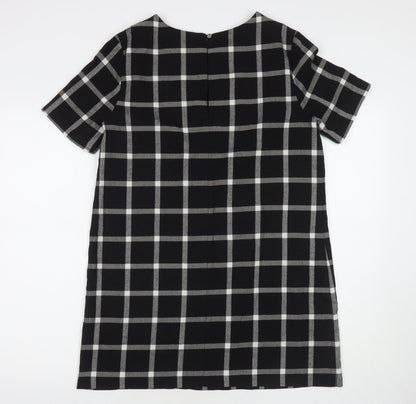FOREVER 21 Womens Black Check Polyester A-Line Size M Round Neck Pullover