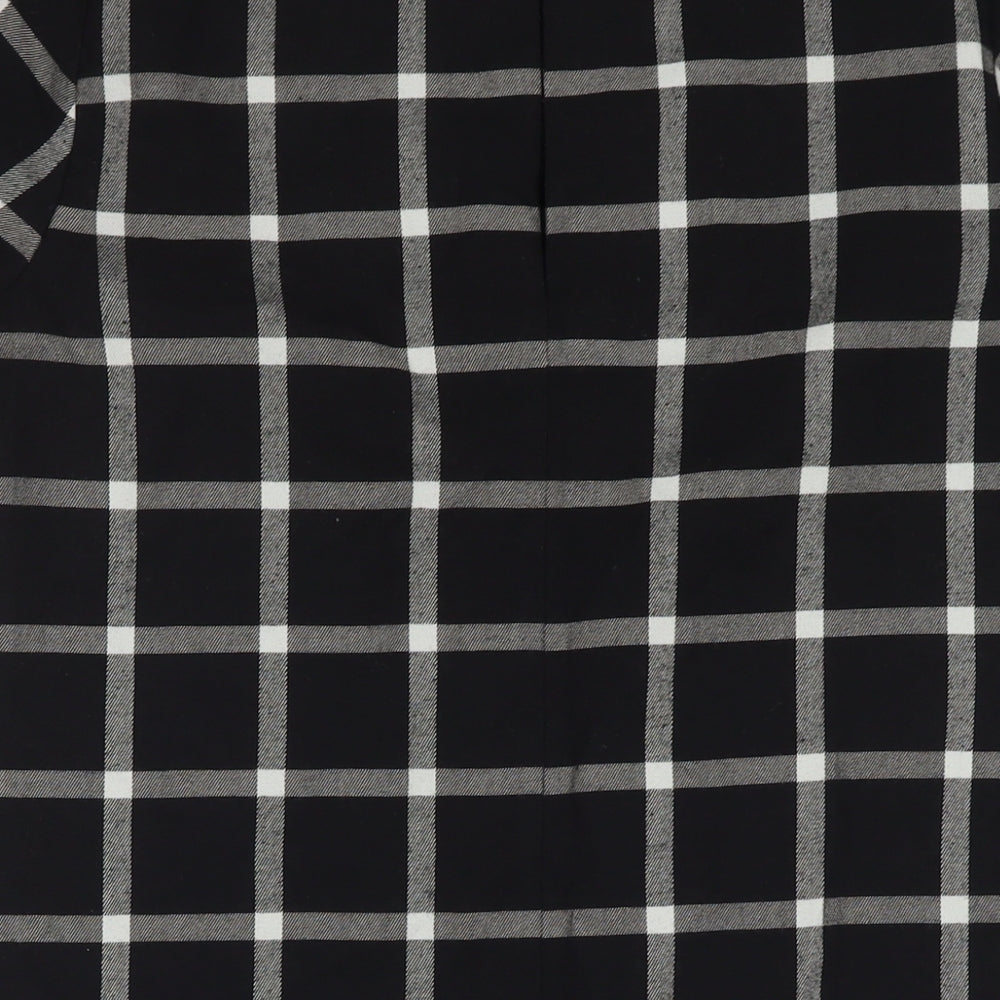 FOREVER 21 Womens Black Check Polyester A-Line Size M Round Neck Pullover