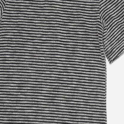 Divided by H&M Womens Grey Striped Cotton A-Line Size 10 Round Neck Zip