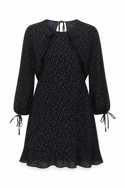 Topshop Womens Black Geometric Polyester Fit & Flare Size 12 Round Neck Pullover