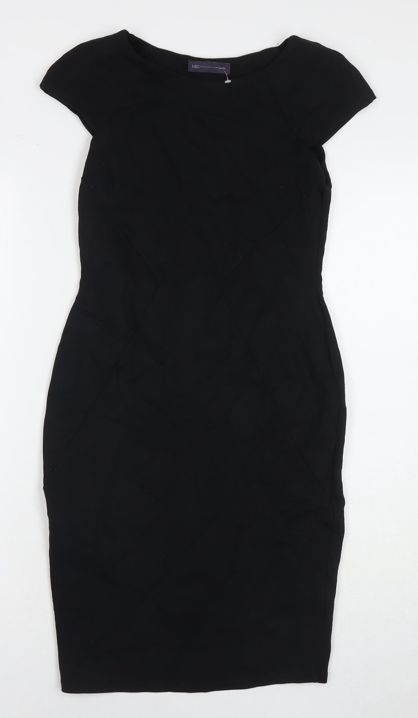Marks and Spencer Womens Black Viscose A-Line Size 8 Round Neck Pullover
