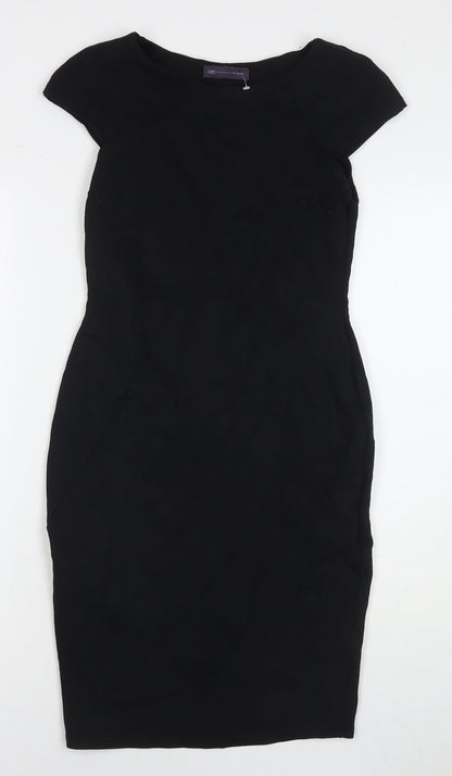 Marks and Spencer Womens Black Viscose A-Line Size 8 Round Neck Pullover