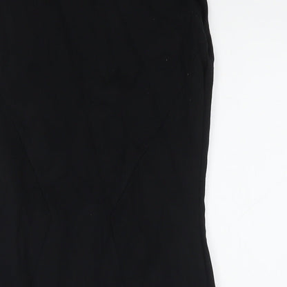 Marks and Spencer Womens Black Viscose A-Line Size 8 Round Neck Pullover