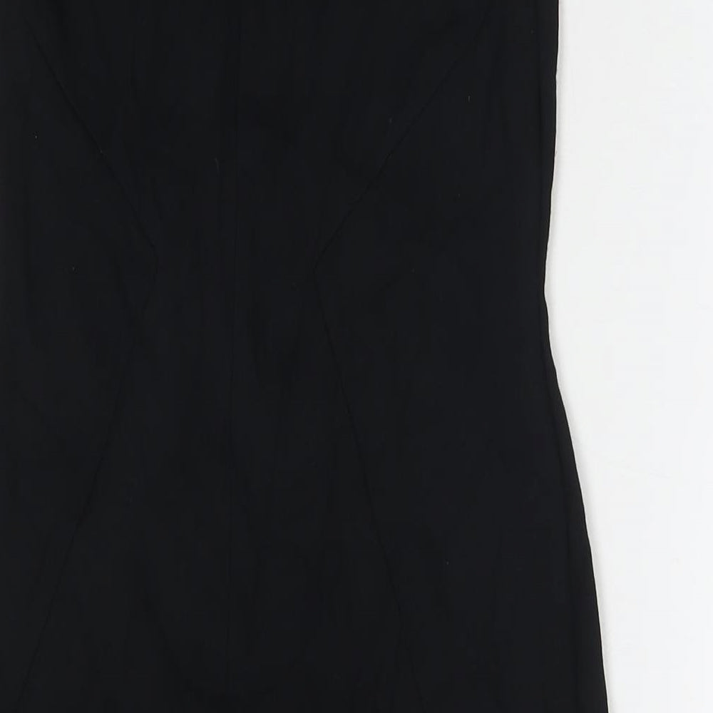 Marks and Spencer Womens Black Viscose A-Line Size 8 Round Neck Pullover