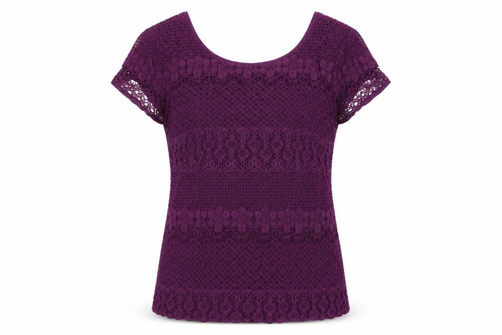 Womens UK Size 10 Kaliko Purple Basic T-Shirt