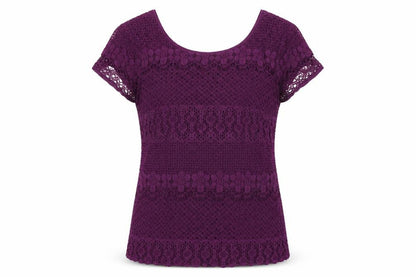 Womens UK Size 10 Kaliko Purple Basic T-Shirt