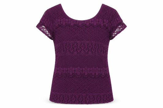 Womens UK Size 10 Kaliko Purple Basic T-Shirt