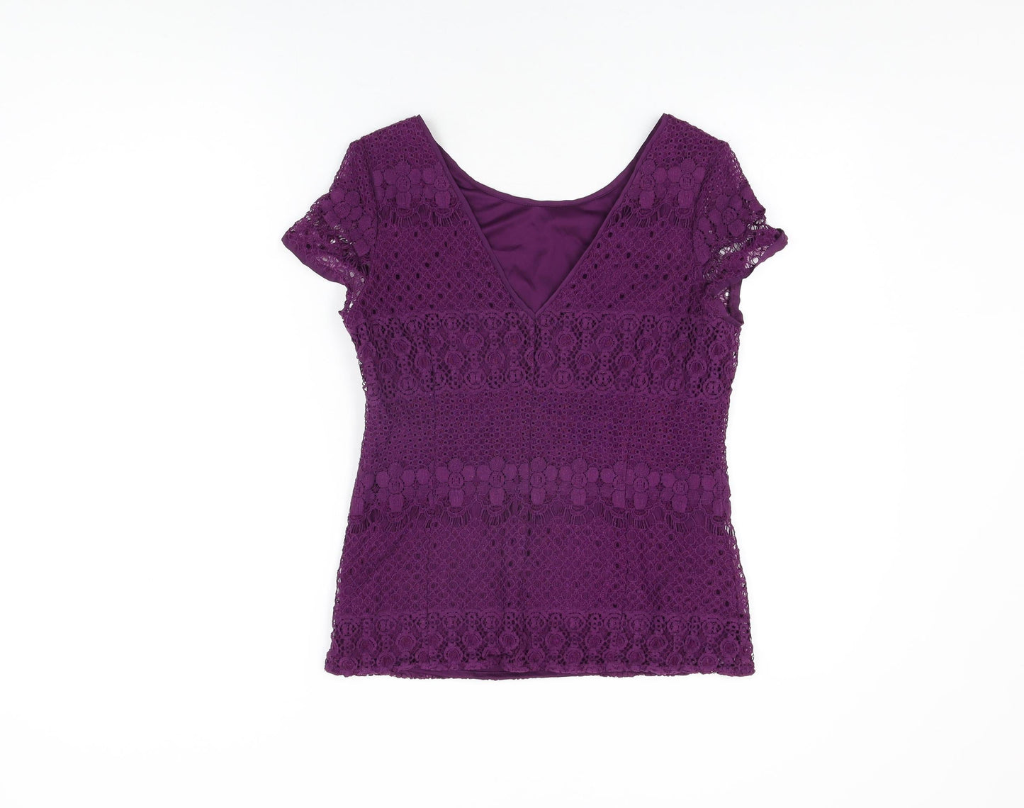 Womens UK Size 10 Kaliko Purple Basic T-Shirt