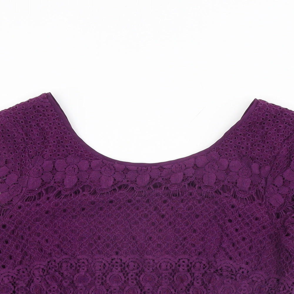 Womens UK Size 10 Kaliko Purple Basic T-Shirt