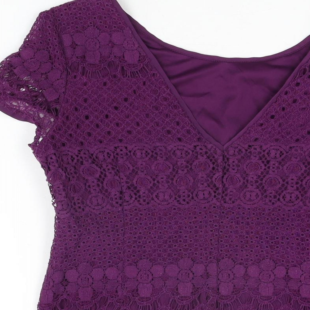 Womens UK Size 10 Kaliko Purple Basic T-Shirt