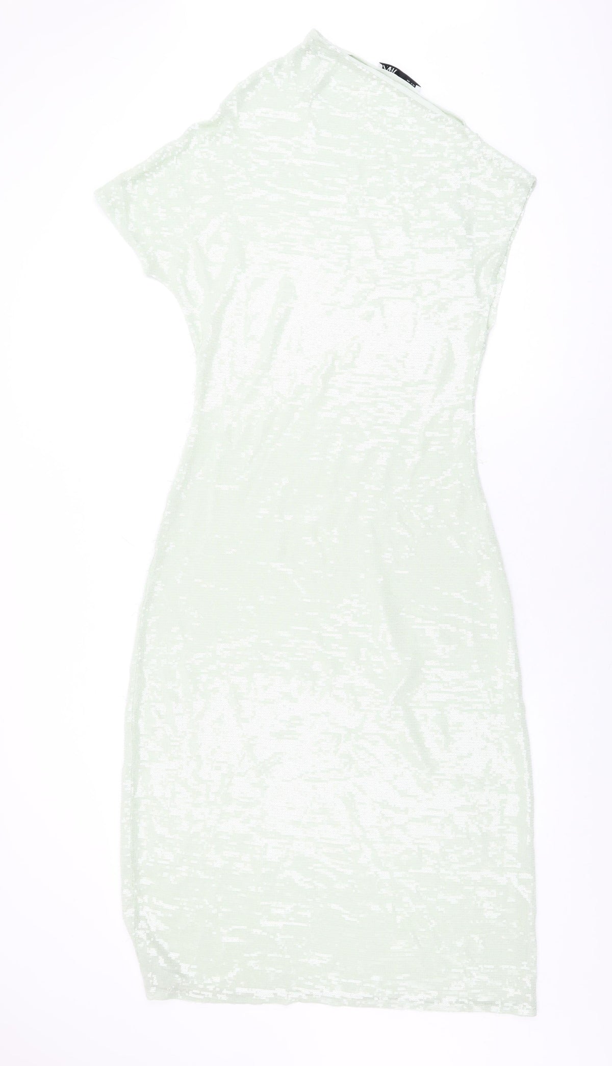 Zara Womens Green Polyester Shift Size S One Shoulder Pullover - Sequins