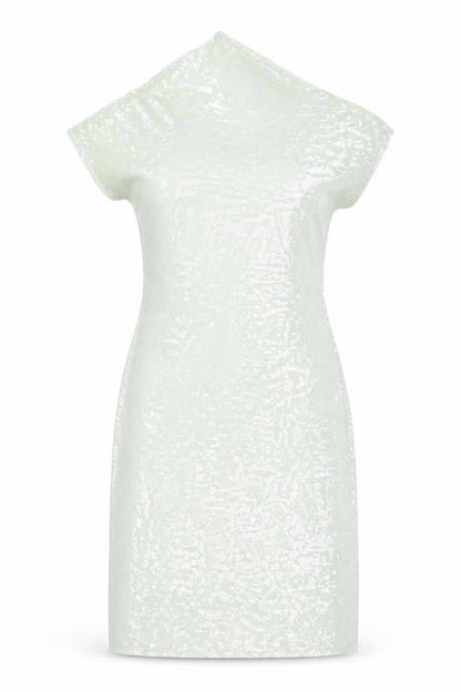 Zara Womens Green Polyester Shift Size S One Shoulder Pullover - Sequins