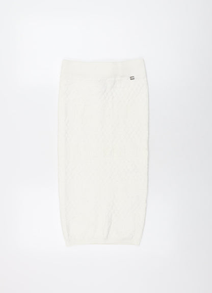 Lipsy Womens White Geometric Polyester Straight & Pencil Skirt Size 8
