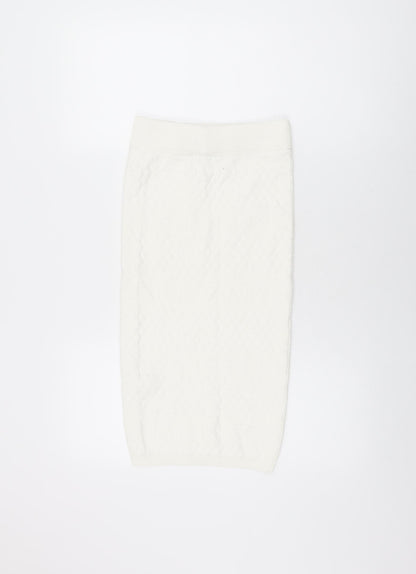 Lipsy Womens White Geometric Polyester Straight & Pencil Skirt Size 8