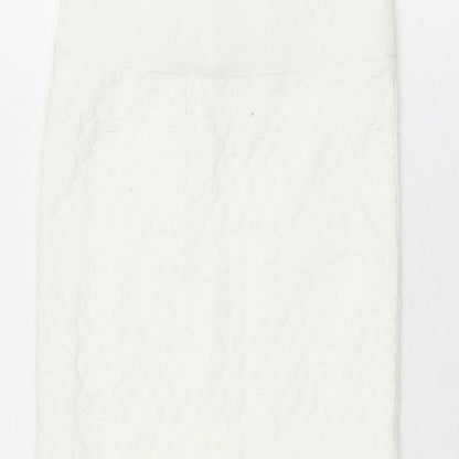 Lipsy Womens White Geometric Polyester Straight & Pencil Skirt Size 8