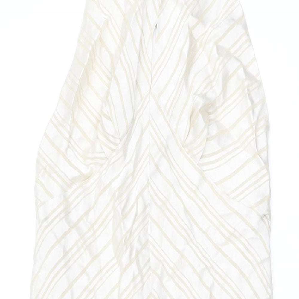 Topshop Womens Beige Striped Viscose A-Line Size 10 Halter Zip