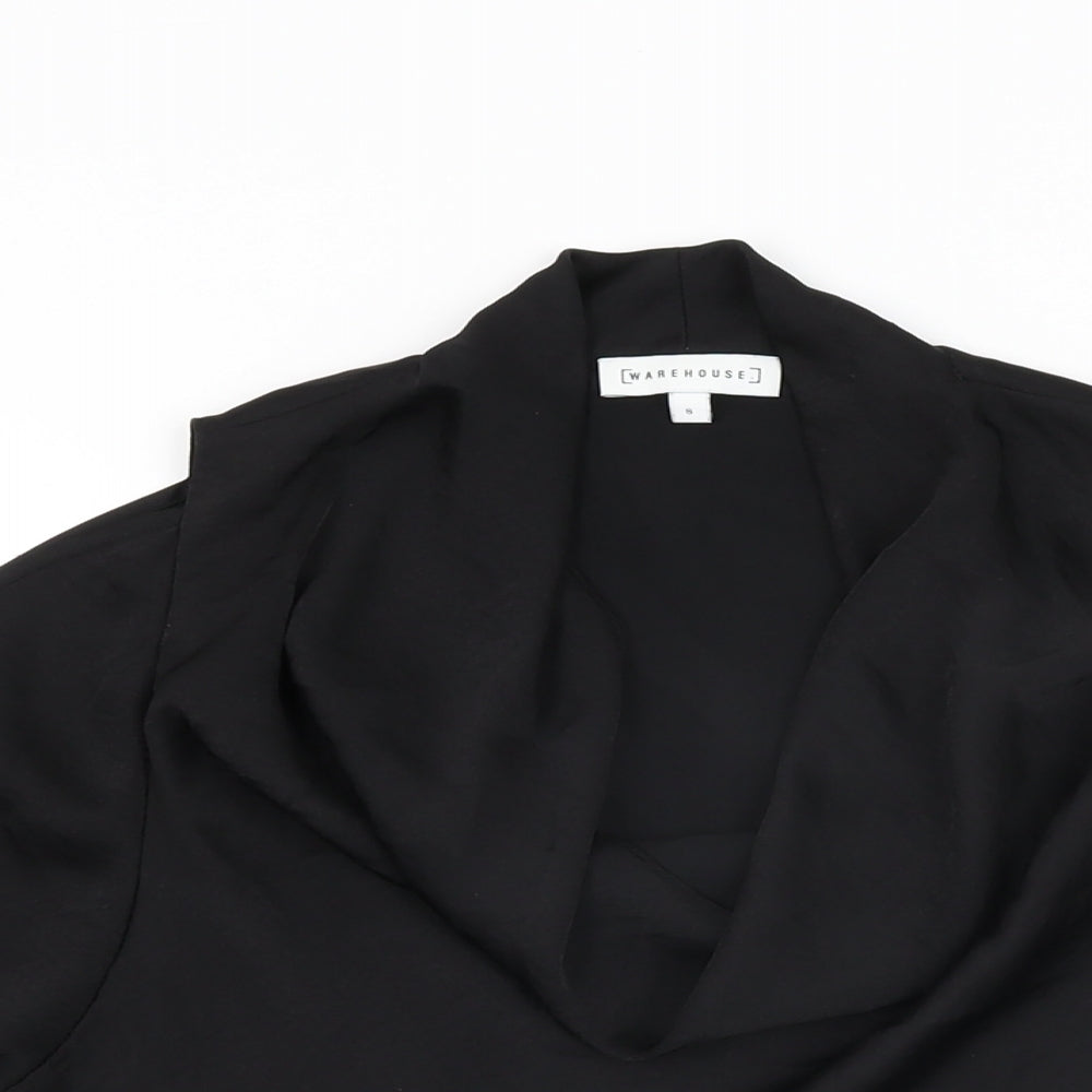 Womens UK Size 8 Warehouse Black Basic Blouse