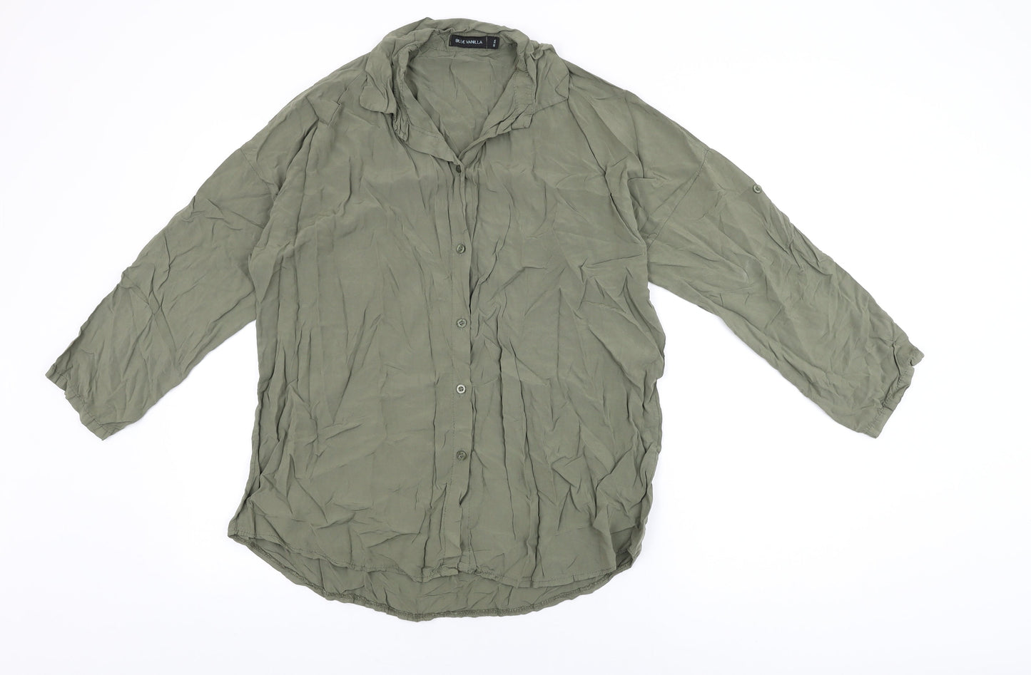 Blue Vanilla Womens Green Viscose Basic Button-Up Size M Collared