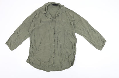 Blue Vanilla Womens Green Viscose Basic Button-Up Size M Collared