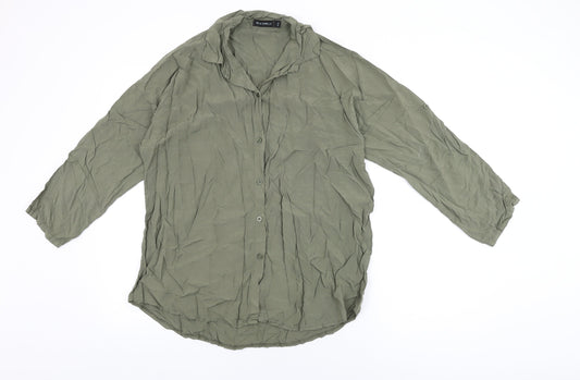 Blue Vanilla Womens Green Viscose Basic Button-Up Size M Collared