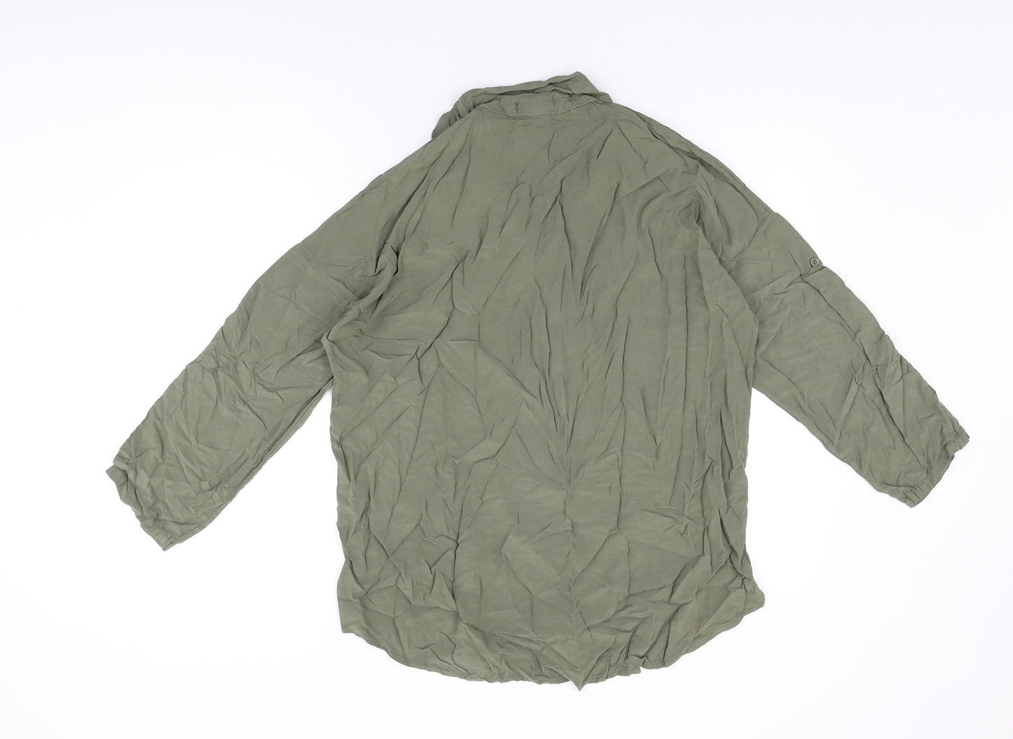 Blue Vanilla Womens Green Viscose Basic Button-Up Size M Collared