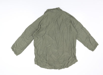 Blue Vanilla Womens Green Viscose Basic Button-Up Size M Collared