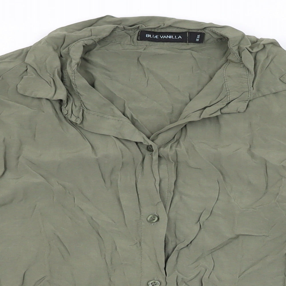 Blue Vanilla Womens Green Viscose Basic Button-Up Size M Collared