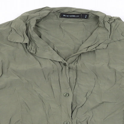 Blue Vanilla Womens Green Viscose Basic Button-Up Size M Collared