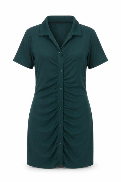 Just Your Outfit Womens Green Polyester Bodycon Size M Collared Button