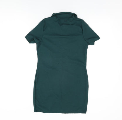 Just Your Outfit Womens Green Polyester Bodycon Size M Collared Button