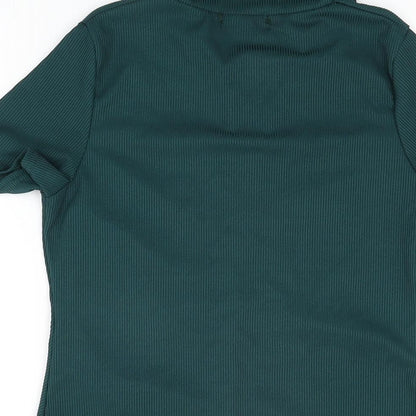 Just Your Outfit Womens Green Polyester Bodycon Size M Collared Button