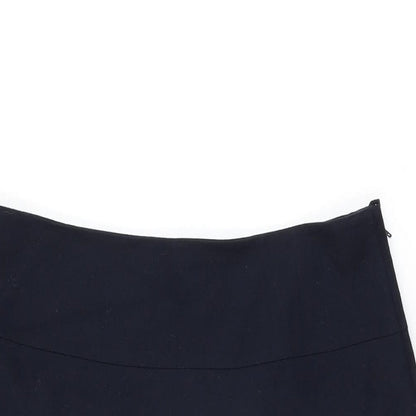 NEXT Womens Black Geometric Wool Swing Skirt Size 12 Zip