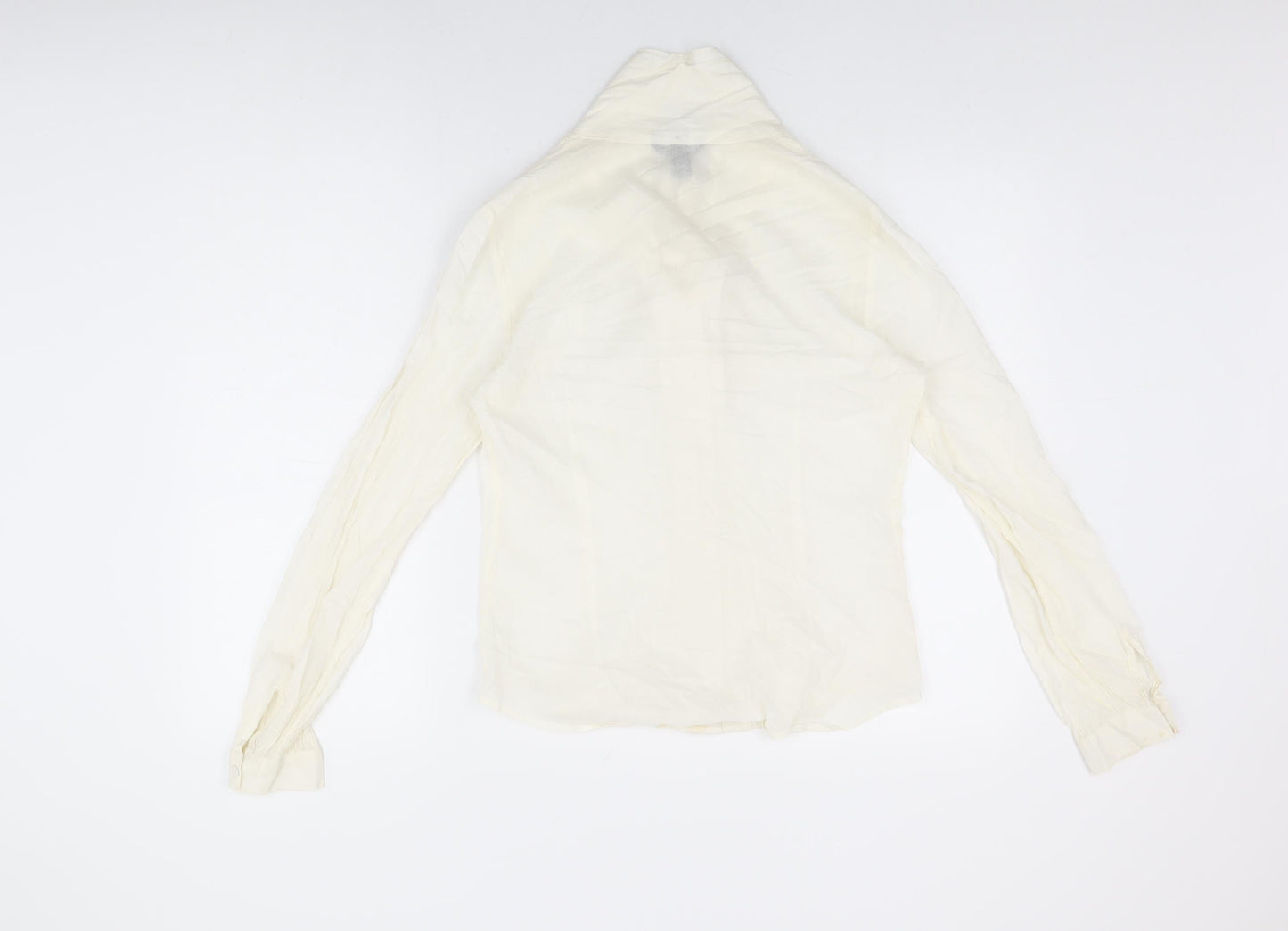 H&M Womens Ivory Viscose Basic Button-Up Size 10 Round Neck