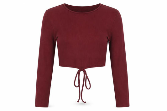 New Look Womens Red Polyester Cropped T-Shirt Size 14 Round Neck