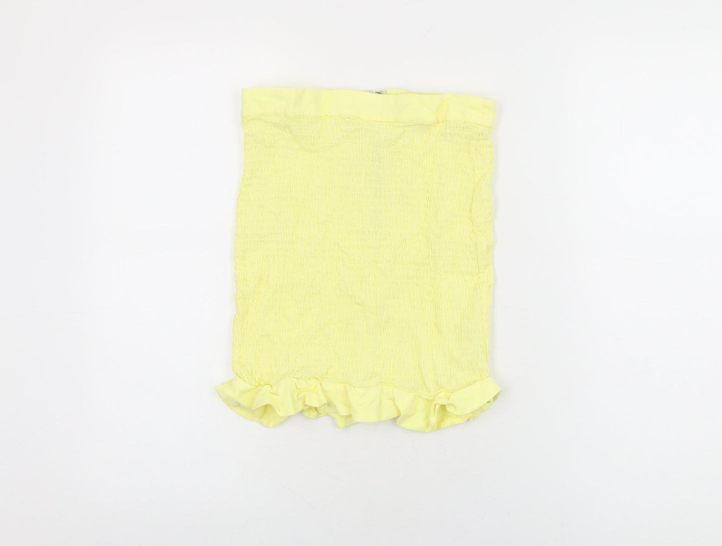 Oh Polly Womens Yellow Rayon Mini Skirt Size 10 Zip
