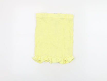 Oh Polly Womens Yellow Rayon Mini Skirt Size 10 Zip