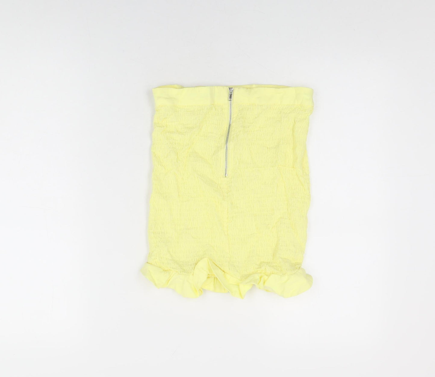 Oh Polly Womens Yellow Rayon Mini Skirt Size 10 Zip