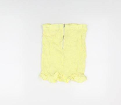 Oh Polly Womens Yellow Rayon Mini Skirt Size 10 Zip