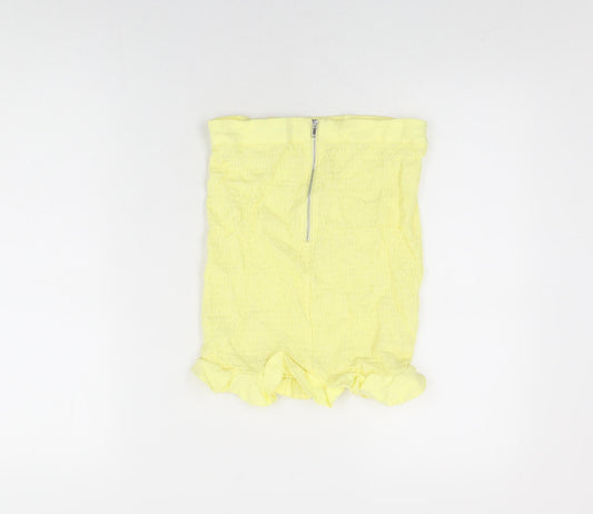 Oh Polly Womens Yellow Rayon Mini Skirt Size 10 Zip