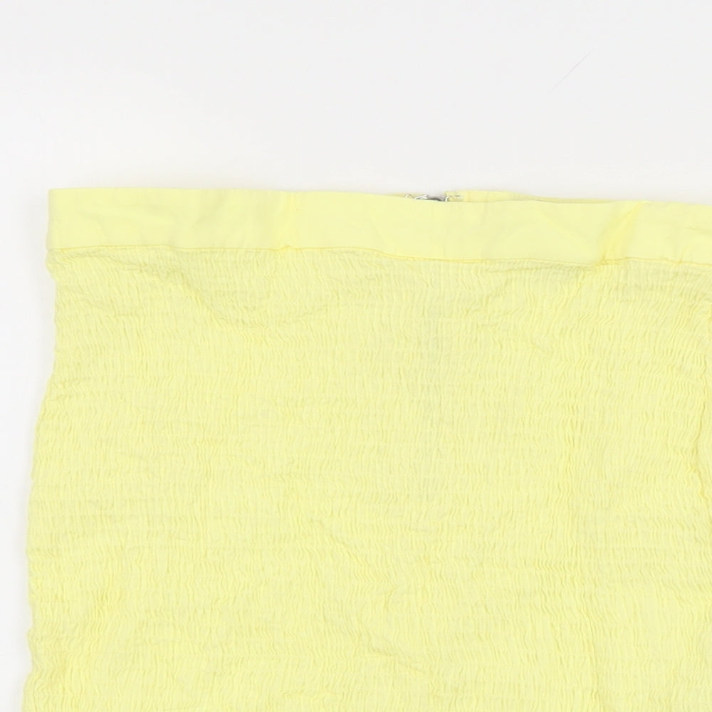 Oh Polly Womens Yellow Rayon Mini Skirt Size 10 Zip