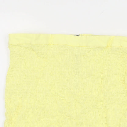 Oh Polly Womens Yellow Rayon Mini Skirt Size 10 Zip