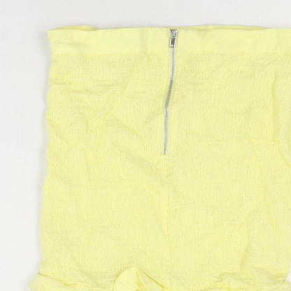 Oh Polly Womens Yellow Rayon Mini Skirt Size 10 Zip