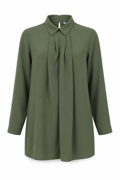 Vokalis Womens Green Polyester Shift Size 14 Collared Button