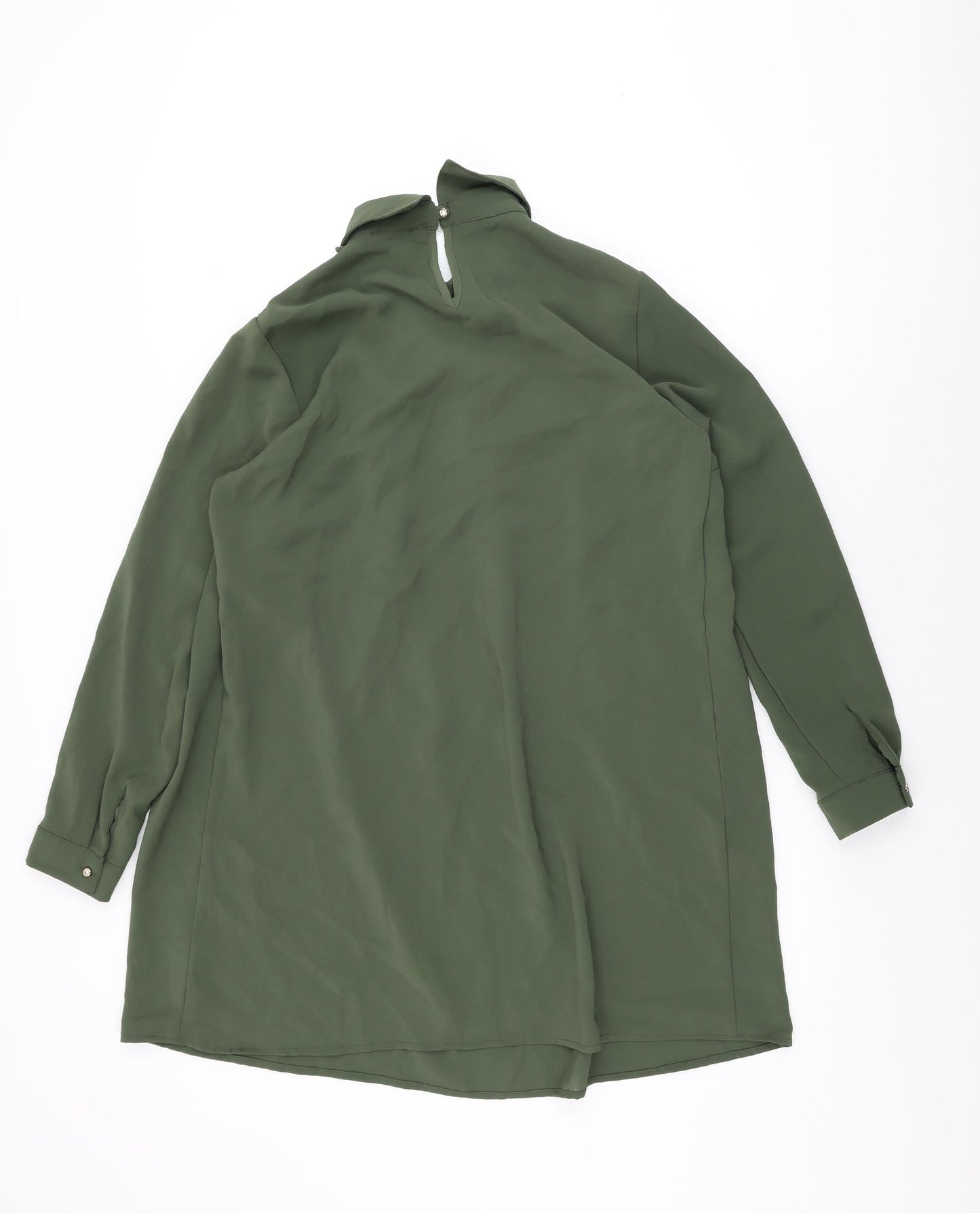 Vokalis Womens Green Polyester Shift Size 14 Collared Button