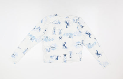 Gilly Hicks Womens White Geometric Polyester Top Pyjama Top Size L