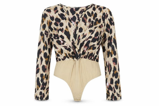 Womens UK Size 10 In the Style One-Piece Beige Bodysuit