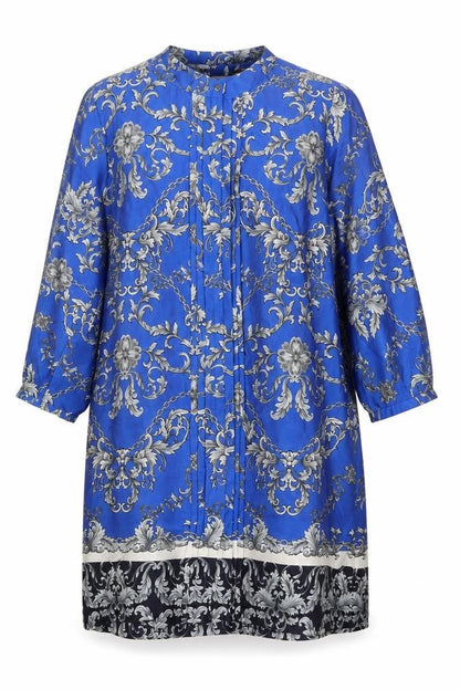 Paraphrase Womens Blue Floral Polyester Shift Size XL Round Neck Button