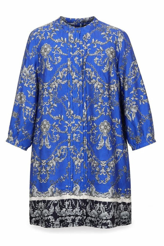 Paraphrase Womens Blue Floral Polyester Shift Size XL Round Neck Button