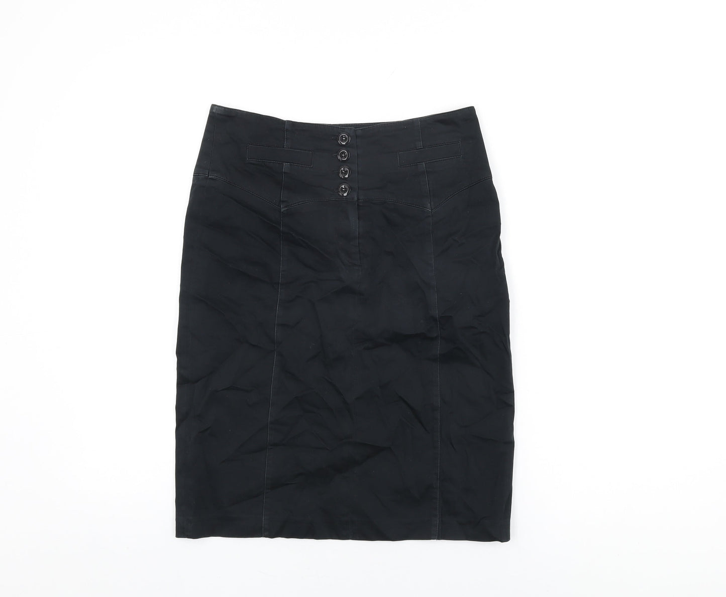Red Herring Womens Black Polyester Straight & Pencil Skirt Size 10 Zip
