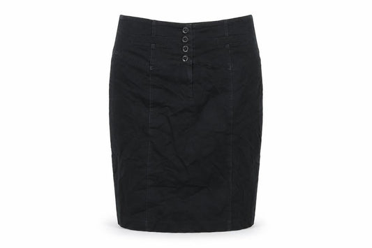 Front view of Red Herring women’s black polyester straight & pencil skirt, size UK 10, zip
